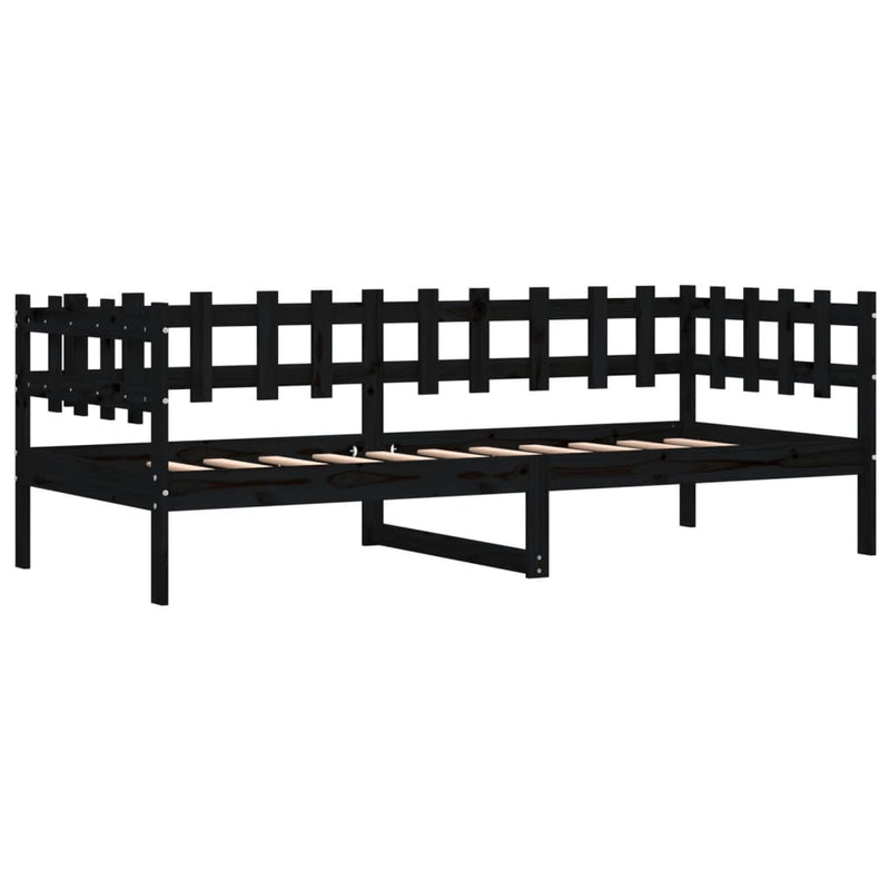 Day Bed Black 90x190 cm Solid Wood Pine