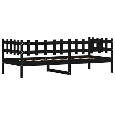 Day Bed Black 90x190 cm Solid Wood Pine