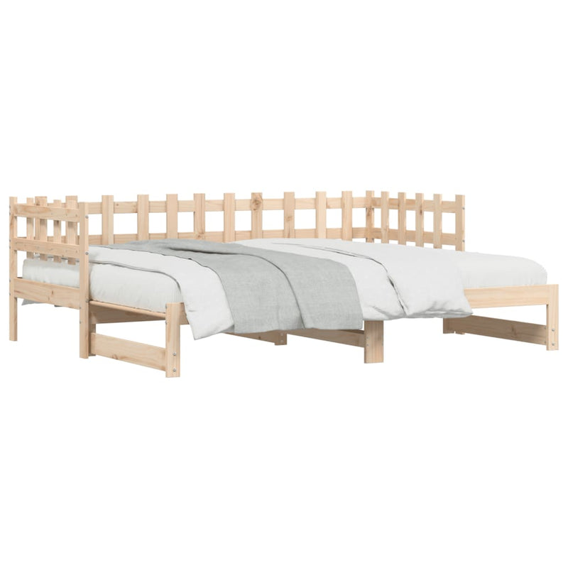 Pull-out Day Bed 2x(80x200) cm Solid Wood Pine