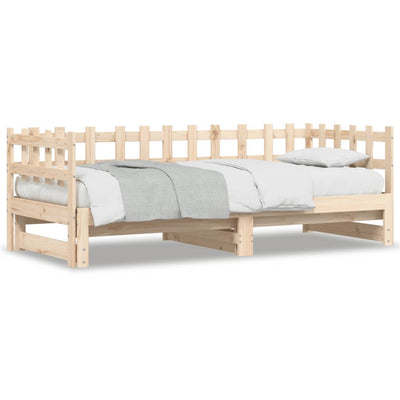 Pull-out Day Bed 2x(80x200) cm Solid Wood Pine