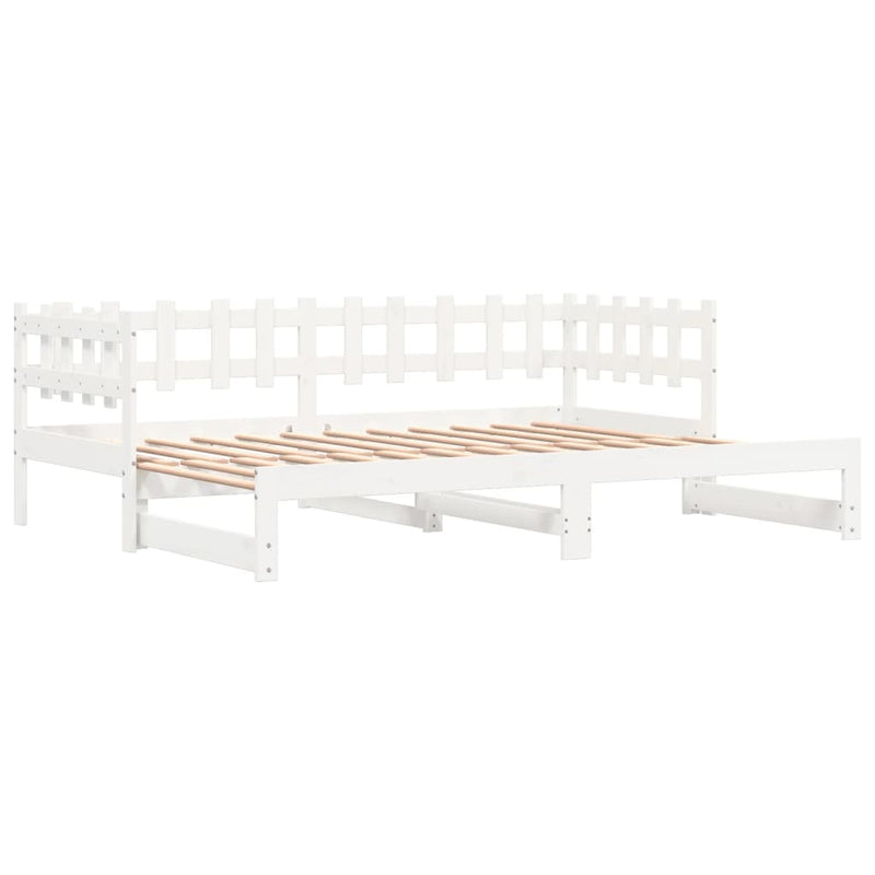 Pull-out Day Bed White 2x(80x200) cm Solid Wood Pine