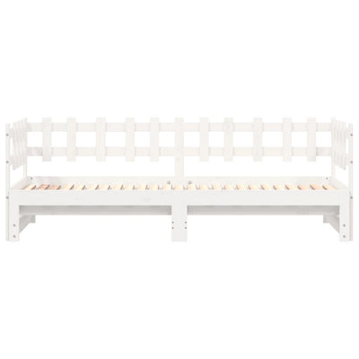 Pull-out Day Bed White 2x(80x200) cm Solid Wood Pine