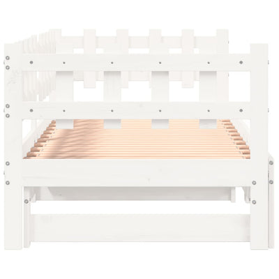 Pull-out Day Bed White 2x(80x200) cm Solid Wood Pine