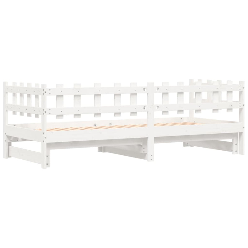 Pull-out Day Bed White 2x(80x200) cm Solid Wood Pine