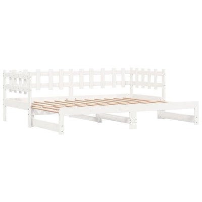 Pull-out Day Bed White 2x(90x200) cm Solid Wood Pine