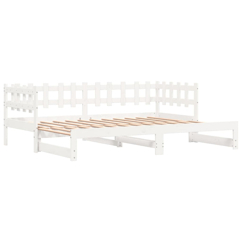 Pull-out Day Bed White 2x(90x200) cm Solid Wood Pine