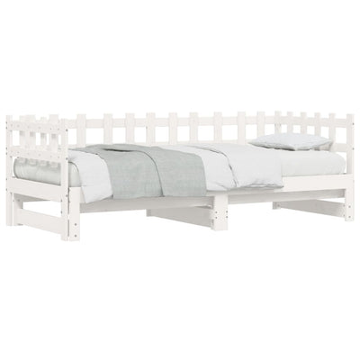 Pull-out Day Bed White 2x(90x200) cm Solid Wood Pine