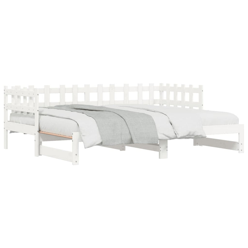 Pull-out Day Bed White 2x(90x200) cm Solid Wood Pine