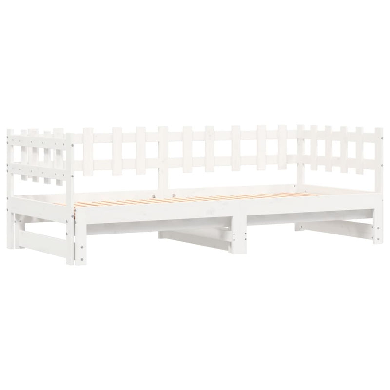 Pull-out Day Bed White 2x(90x200) cm Solid Wood Pine