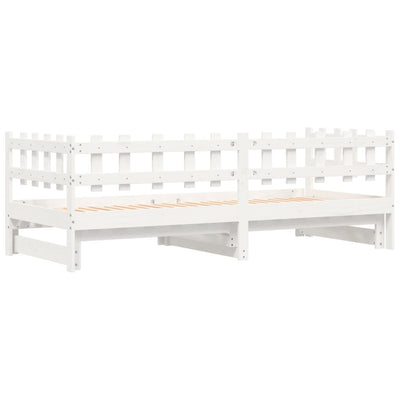 Pull-out Day Bed White 2x(90x200) cm Solid Wood Pine