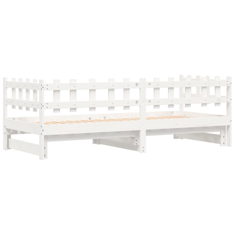 Pull-out Day Bed White 2x(90x200) cm Solid Wood Pine