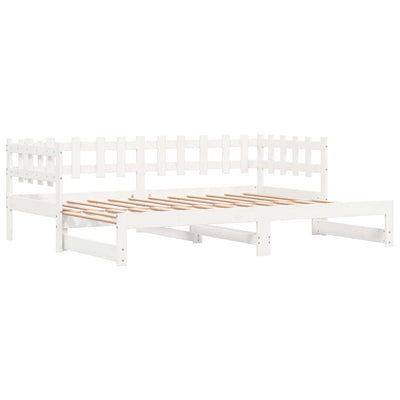 Pull-out Day Bed White 2x(90x190) cm Solid Wood Pine