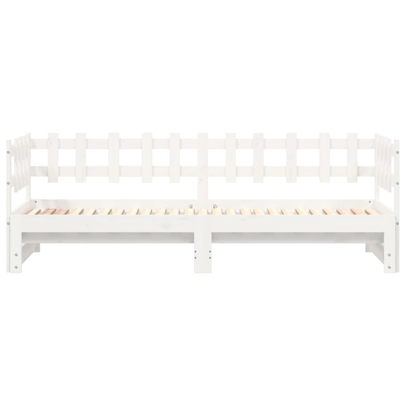 Pull-out Day Bed White 2x(90x190) cm Solid Wood Pine