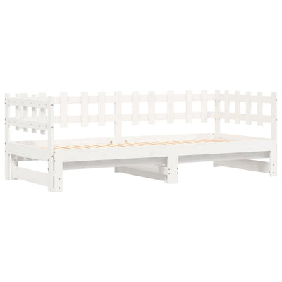 Pull-out Day Bed White 2x(90x190) cm Solid Wood Pine