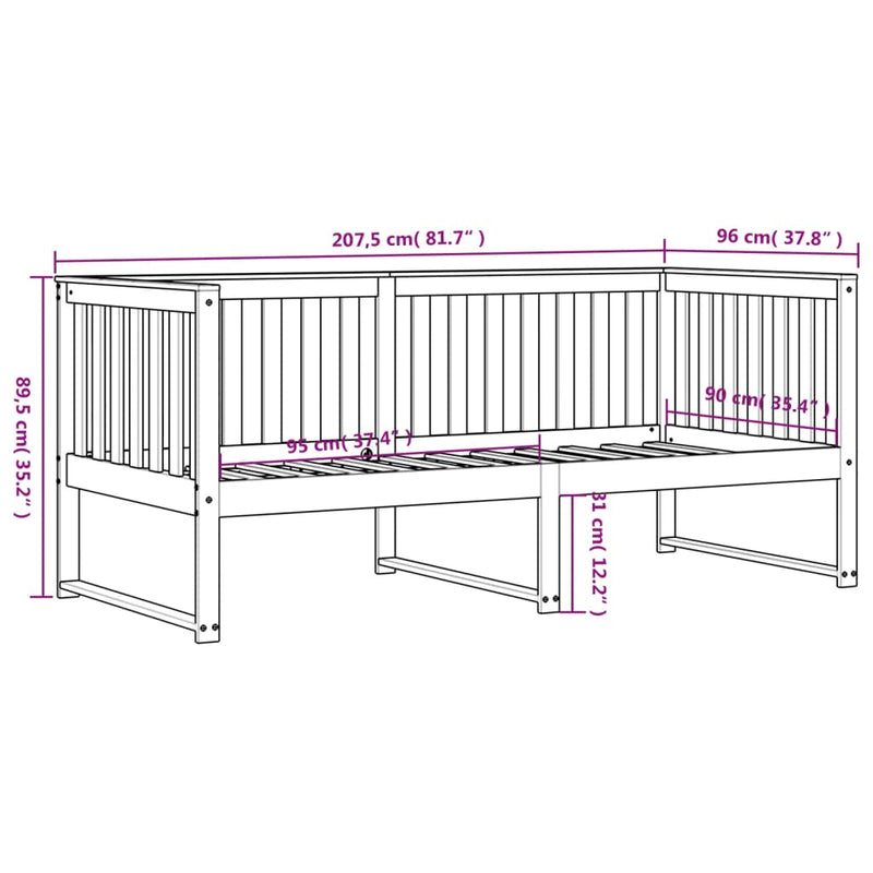 Day Bed White 90x200 cm Solid Wood Pine