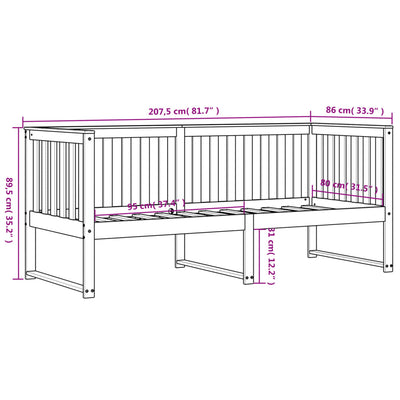 Day Bed White 80x200 cm Solid Wood Pine