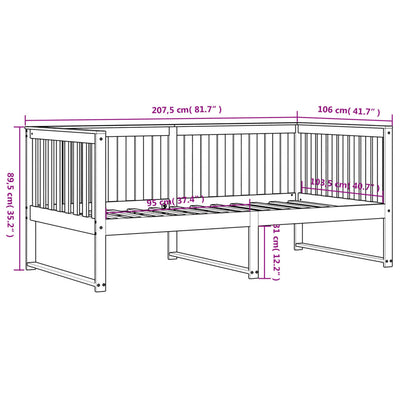 Day Bed White 100x200 cm Solid Wood Pine