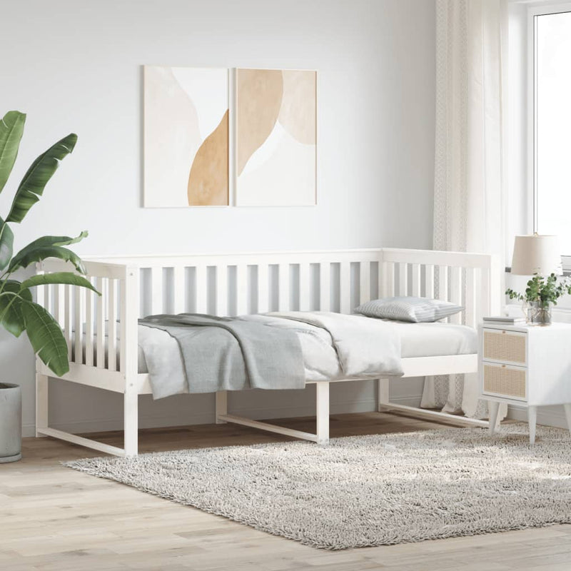 Day Bed White 100x200 cm Solid Wood Pine