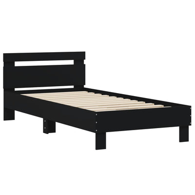 Bed Frame with Headboard Black 90x200 cm Engineered wood