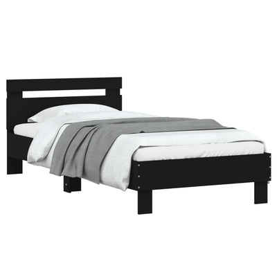 Bed Frame with Headboard Black 90x200 cm Engineered wood