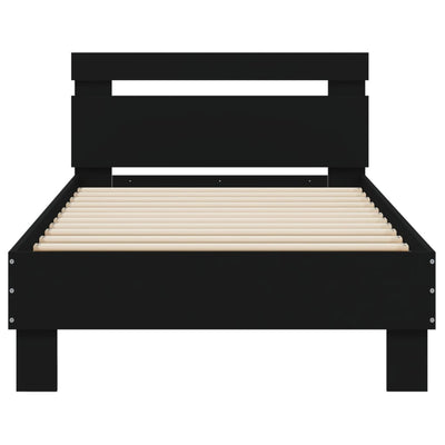 Bed Frame with Headboard Black 90x200 cm Engineered wood