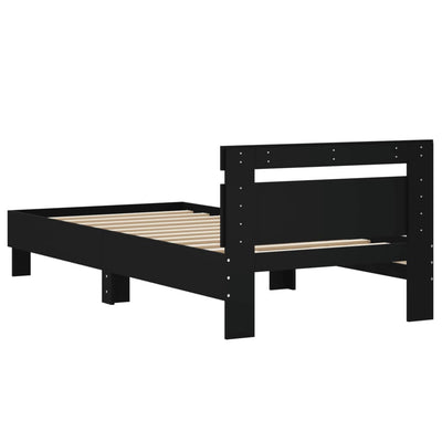 Bed Frame with Headboard Black 90x200 cm Engineered wood