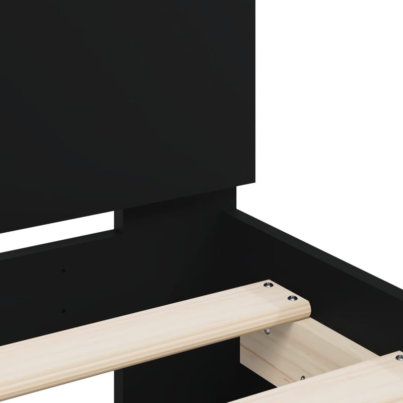 Bed Frame with Headboard Black 90x200 cm Engineered wood