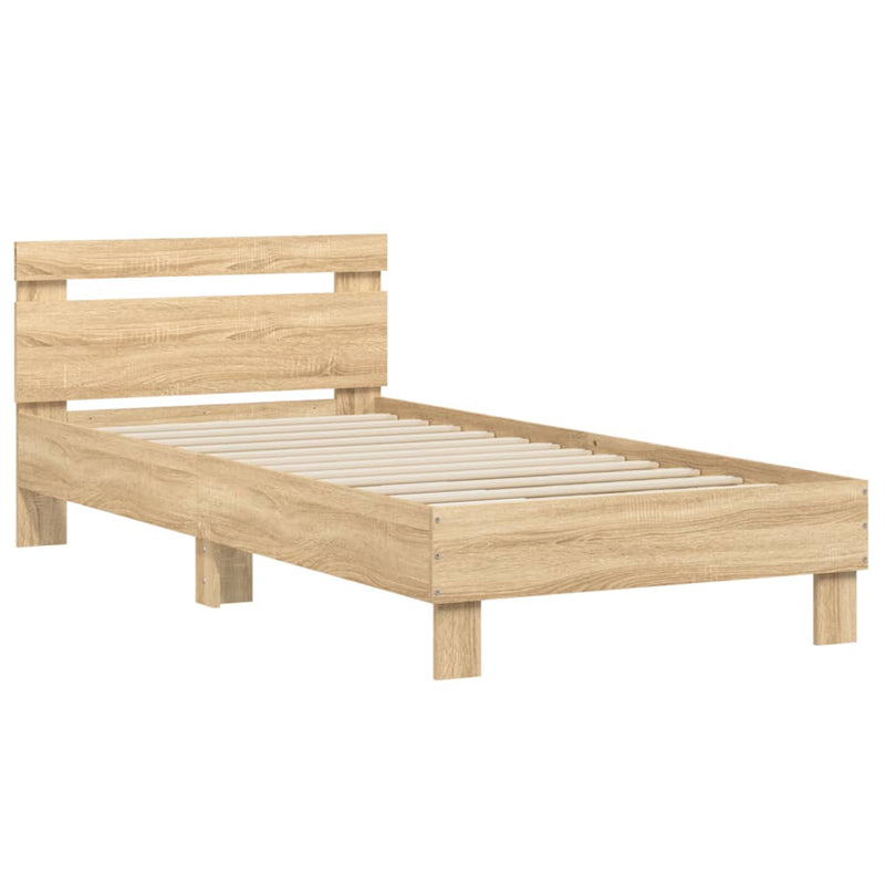 Bed Frame with Headboard Sonoma Oak 90x200 cm Engineered wood