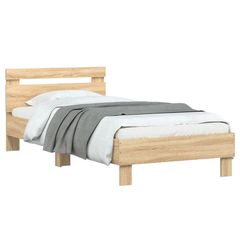 Bed Frame with Headboard Sonoma Oak 90x200 cm Engineered wood