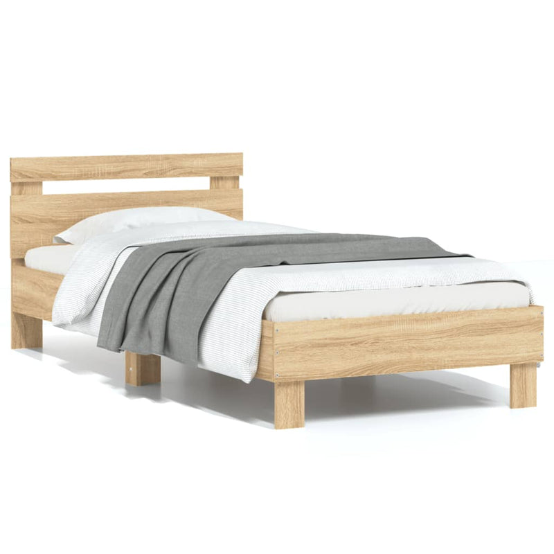 Bed Frame with Headboard Sonoma Oak 90x200 cm Engineered wood