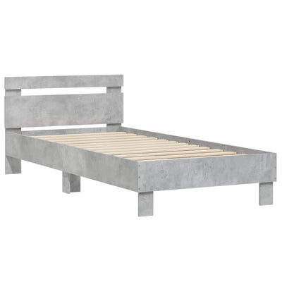 Bed Frame with Headboard Concrete Grey 90x200 cm Engineered wood