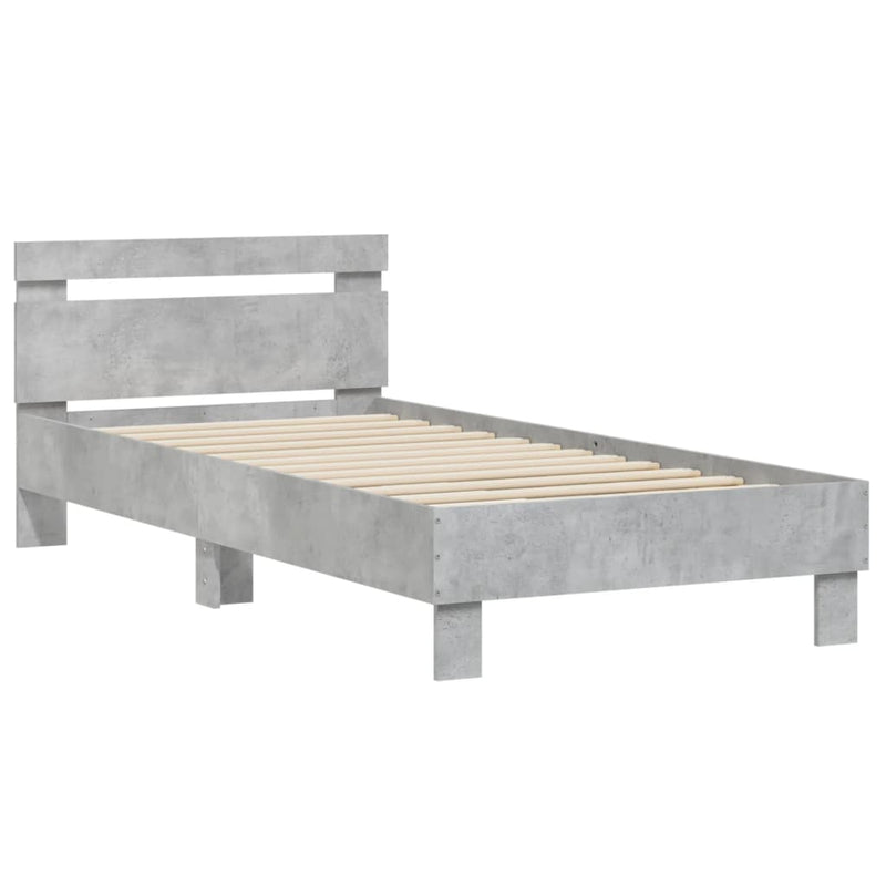 Bed Frame with Headboard Concrete Grey 90x200 cm Engineered wood