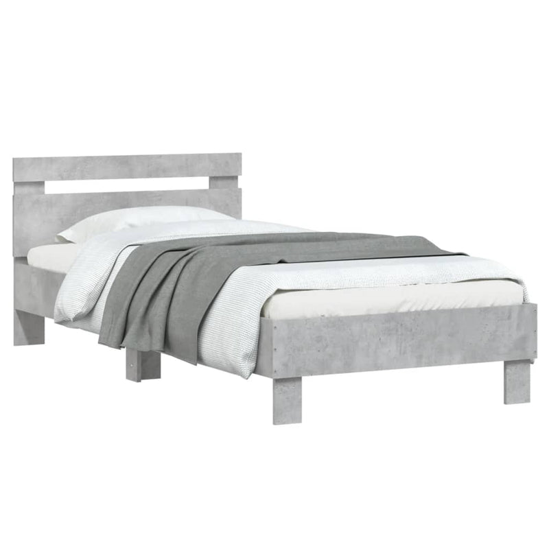 Bed Frame with Headboard Concrete Grey 90x200 cm Engineered wood