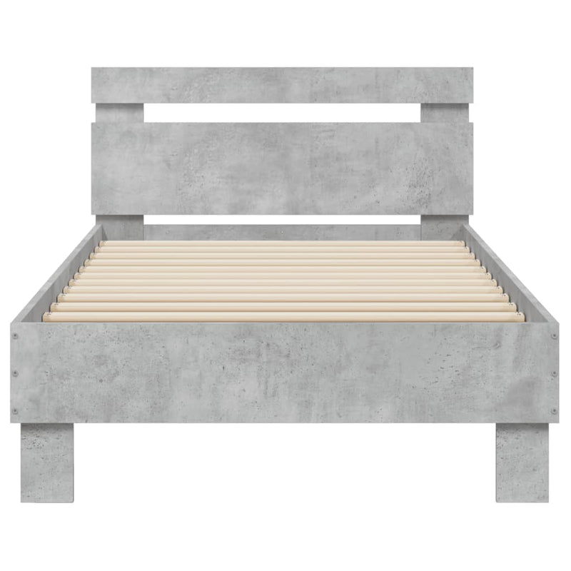 Bed Frame with Headboard Concrete Grey 90x200 cm Engineered wood