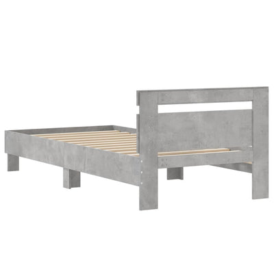 Bed Frame with Headboard Concrete Grey 90x200 cm Engineered wood