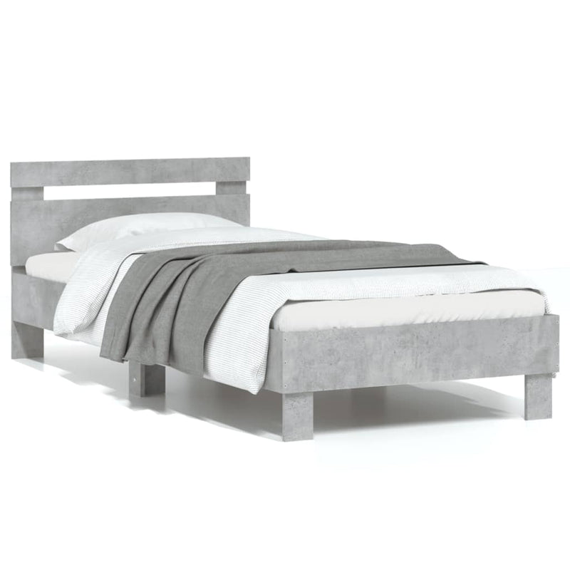 Bed Frame with Headboard Concrete Grey 90x200 cm Engineered wood