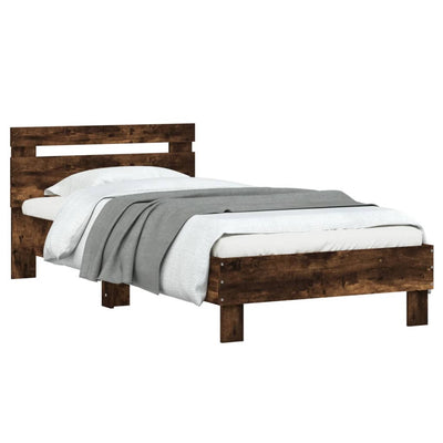 Bed Frame with Headboard Smoked Oak 90x200 cm Engineered wood