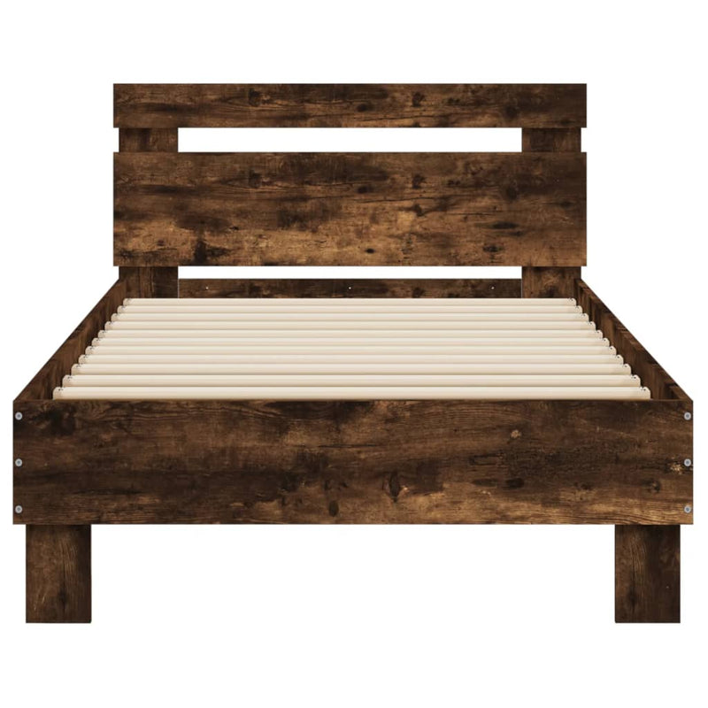 Bed Frame with Headboard Smoked Oak 90x200 cm Engineered wood