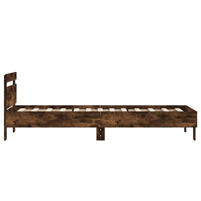 Bed Frame with Headboard Smoked Oak 90x200 cm Engineered wood