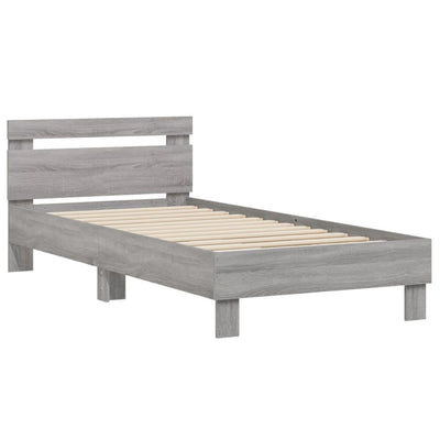 Bed Frame with Headboard Grey Sonoma 90x200 cm Engineered wood