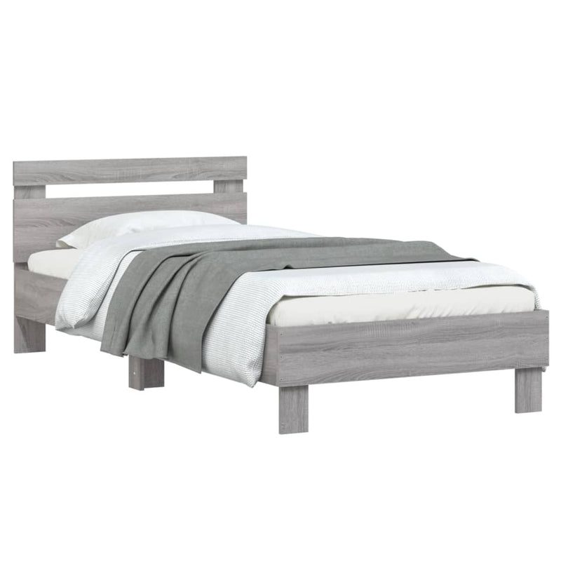 Bed Frame with Headboard Grey Sonoma 90x200 cm Engineered wood