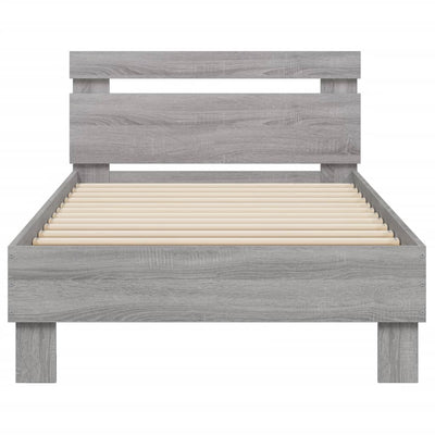 Bed Frame with Headboard Grey Sonoma 90x200 cm Engineered wood