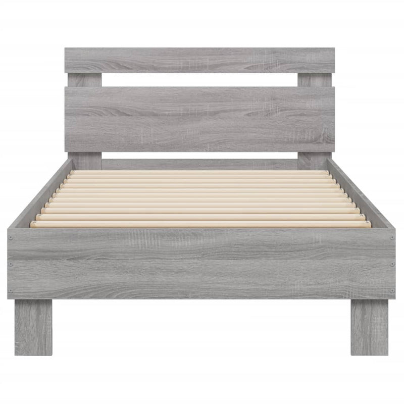 Bed Frame with Headboard Grey Sonoma 90x200 cm Engineered wood