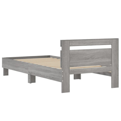 Bed Frame with Headboard Grey Sonoma 90x200 cm Engineered wood