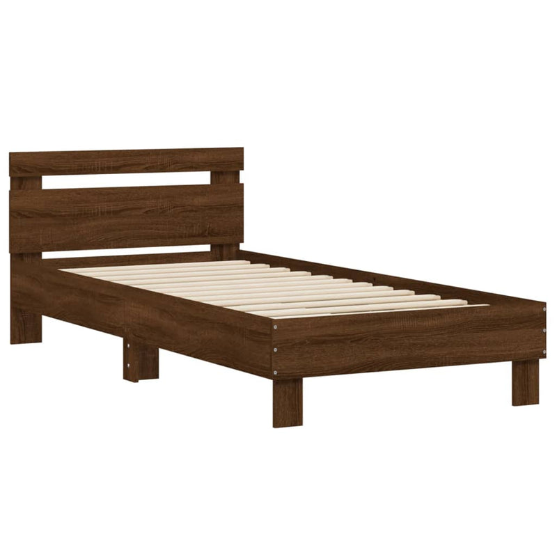 Bed Frame with Headboard Brown Oak 90x200 cm Engineered wood