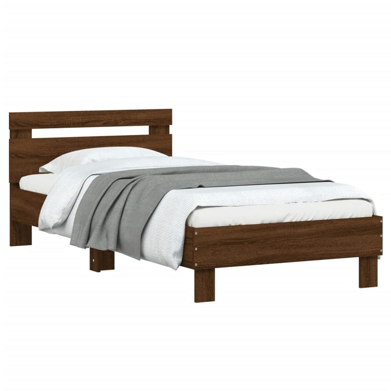 Bed Frame with Headboard Brown Oak 90x200 cm Engineered wood