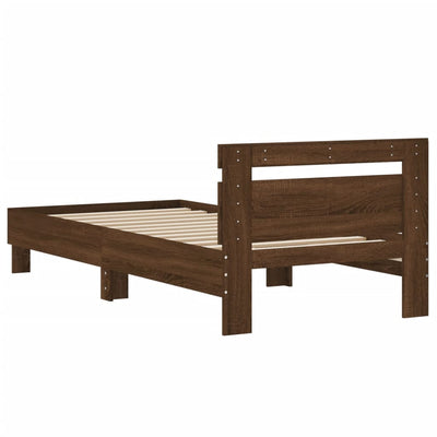 Bed Frame with Headboard Brown Oak 90x200 cm Engineered wood