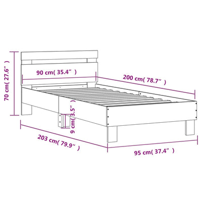 Bed Frame with Headboard Brown Oak 90x200 cm Engineered wood