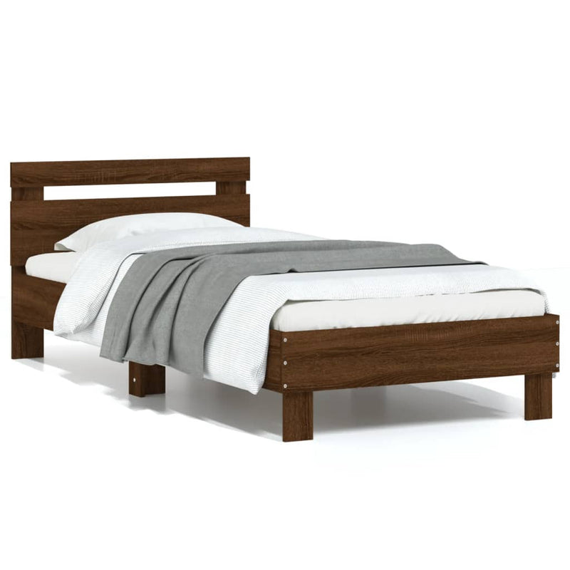 Bed Frame with Headboard Brown Oak 90x200 cm Engineered wood