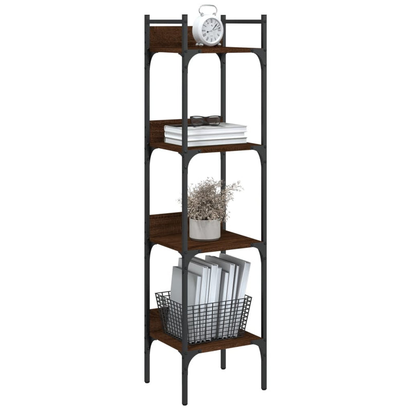 Bookshelf 4-Tier Brown Oak 35x30x138.5 cm Engineered Wood